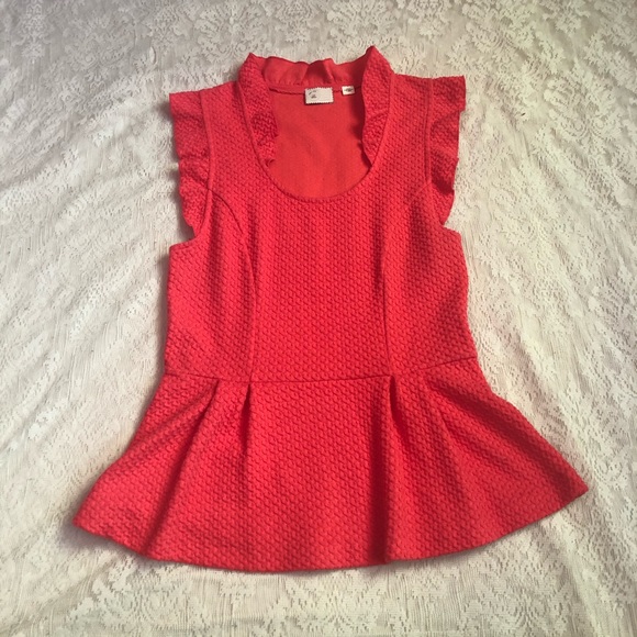 Anthro Postmark textured ruffle peplum top - Picture 2 of 8